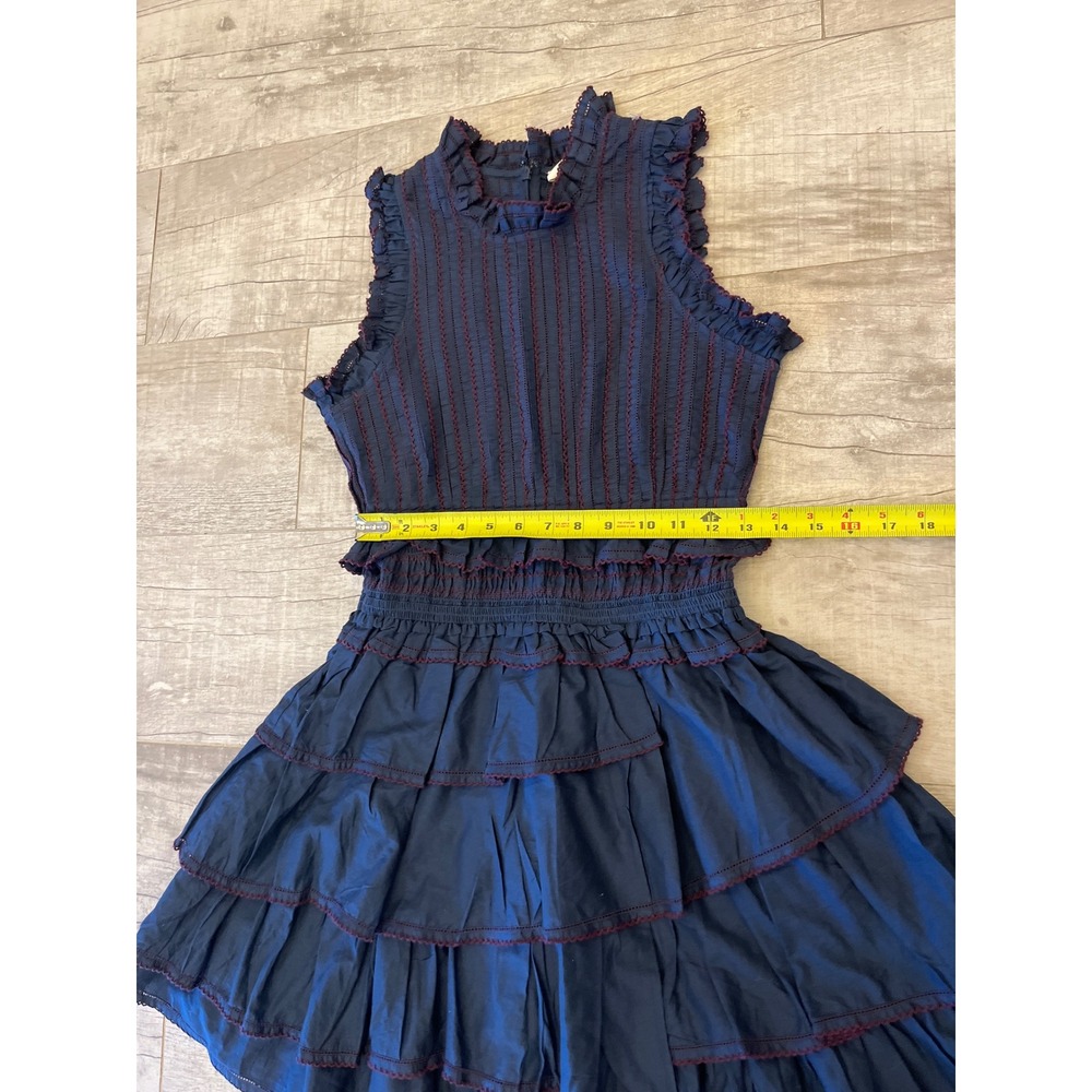 SEA New York Navy Blue Ruffled‎ Tiered Smocked Dress Size 4 - Picture 7 of 10